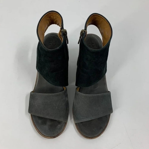 P. Monjo Women Suede Leather Side Zip Open Toe Heeled Sandals Size 8.5 - Picture 7 of 16